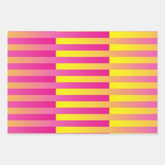 Roze gele Oranje strips Inpakpapier Vel (Voorkant)