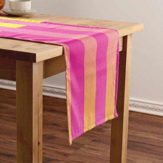 Roze gele Oranje strips Korte Tafelloper (Voorbeeld)