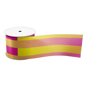 Roze gele Oranje strips Satijnen Lint