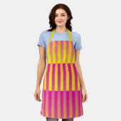 Roze gele Oranje strips Schort (Gedragen)