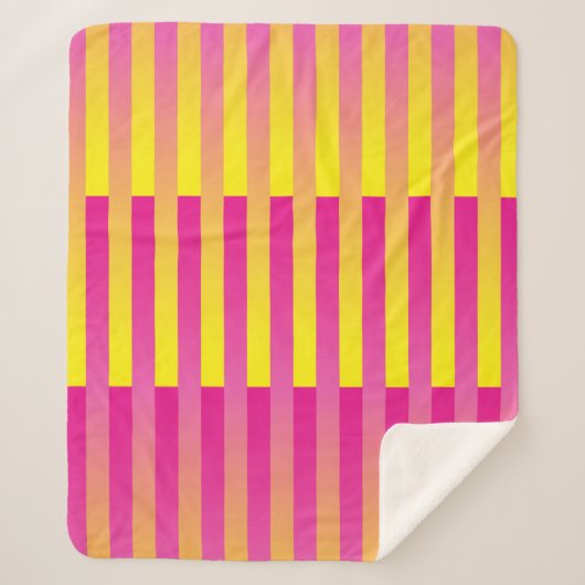 Roze gele Oranje strips Sherpa Deken (Voorkant)