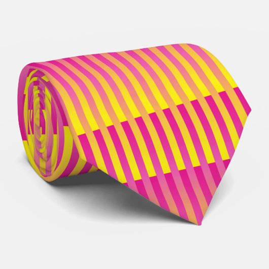 Roze gele Oranje strips Stropdas (Opgerold)