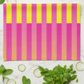 Roze gele Oranje strips Theedoek (Gevouwen)