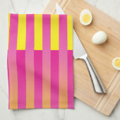 Roze gele Oranje strips Theedoek (Quarter Fold)