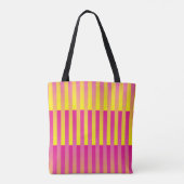 Roze gele Oranje strips Tote Bag (Achterkant)