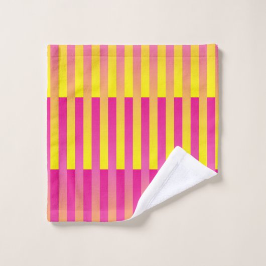 Roze gele Oranje strips Washandje (Wasdoekje)