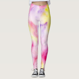 Roze Gele Paarse Tie Dye Peace Leggings
