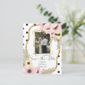 Roze gele papaver sla de datum Floral foto op Briefkaart (Staand voorkant)