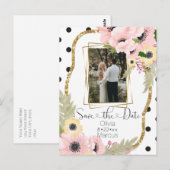 Roze gele papaver sla de datum Floral foto op Briefkaart (Voorkant / Achterkant)