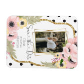 Roze gele papaver sla de datum Floral foto op Magneet (Horizontaal)