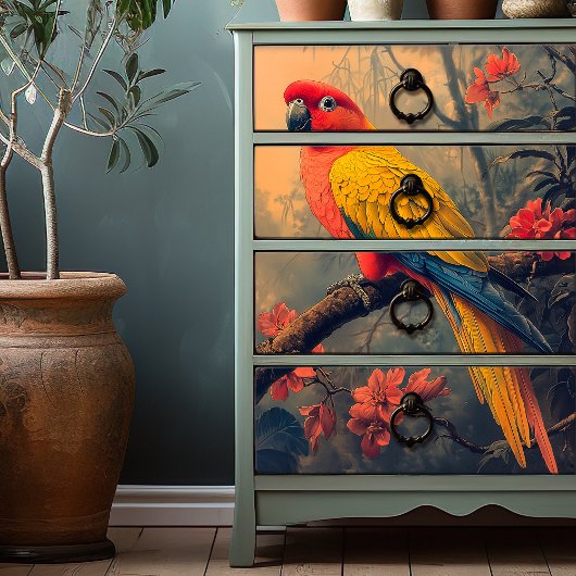 roze gele papegaai tissuepapier