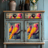 Roze Gele Papegaaien Victoriaans Illustratie Tissuepapier