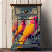  Roze Gele Papegaaien Victoriaans Illustratie Tissuepapier