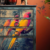 Roze Gele Papegaaien Victoriaans Illustratie Tissuepapier