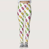 Roze gele pasta Franse Macaron Macarons Cookies Leggings (Voorkant)