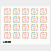 Roze Gele Pastel Paaseieren Loof Vierkante Sticker (Vel)