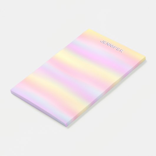 Roze gele pastelgradiënt waterverf aangepaste naam post-it® notes (Schuin)