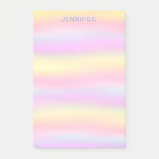 Roze gele pastelgradiënt waterverf aangepaste naam post-it® notes (Voorkant)