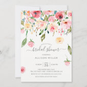 Roze Gele Pioenen Roos Floral Vrijgezellenfeest Kaart (Voorkant)