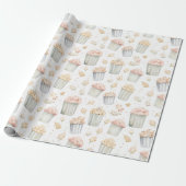 Roze Gele Popcorn Verjaardag Cadeaupapier (Uitgerold)