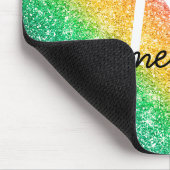 Roze gele regenboog Glitter Monogram Muismat (Hoek)