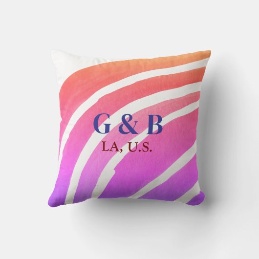 Roze gele regenboog voeg koppel naam plaats stad w kussen (Achterkant)