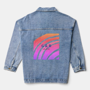 Roze gele regenboog voeg paar naam plaats stad wed denim jacket