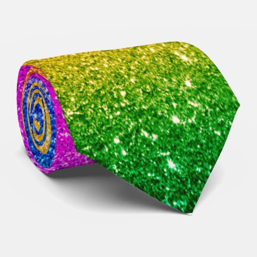 Roze gele regenboogpride Glitter Stropdas (Opgerold)