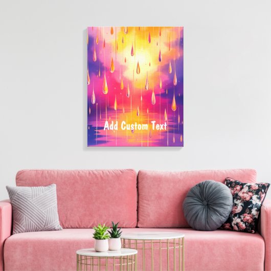 Roze gele regendruppels Natuur Waterverf Canvas Afdruk (Insitu (Woonkamer))