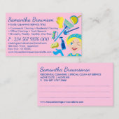 Roze gele reiniging Janitorial Maid Housekeeping Visitekaartje (Voorkant / Achterkant)