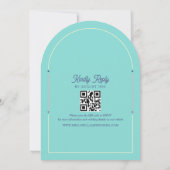 Roze Gele Retro Huwelijksuitnodiging met QR-code Kaart (Achterkant)