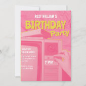 Roze gele retro verjaardag kaart (Voorkant)