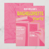 Roze gele retro vrijgezellenfeest kaart (Voorkant / Achterkant)