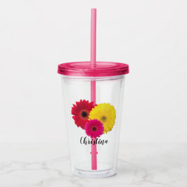Roze gele rode Gerbera Daisy | Gepersonaliseerd Acryl Drinkbeker
