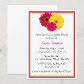Roze gele rode Gerbera Daisy Shower-uitnodigingen Kaart (Voorkant / Achterkant)