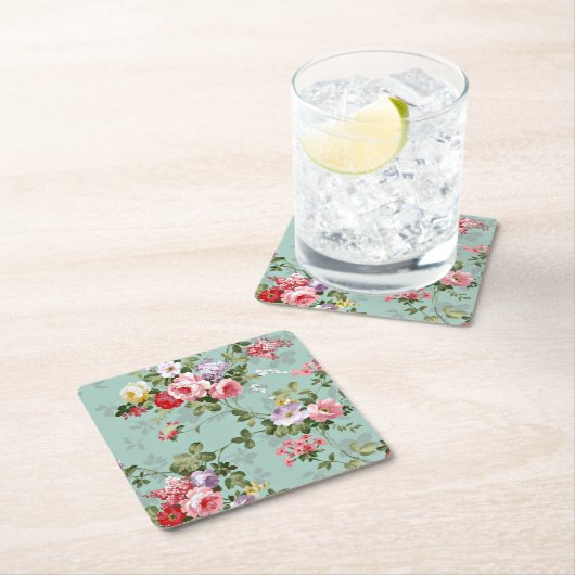 Roze gele rode rozen  stijl kartonnen onderzetters (Insitu)