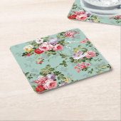 Roze gele rode rozen stijl kartonnen onderzetters (Schuin)