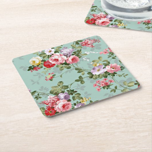 Roze gele rode rozen stijl kartonnen onderzetters (Schuin)