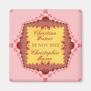 Roze gele rode satin + kant-en-klaar magneet