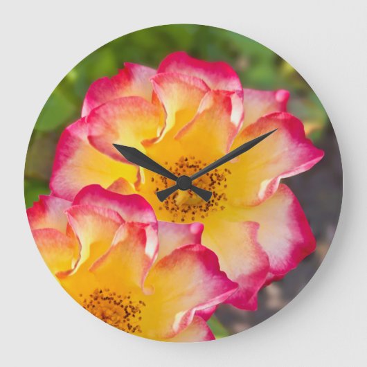Roze Gele Roos Grote Klok (Voorkant)