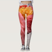 Roze gele roos Leggings (Voorkant)