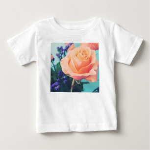 roze gele roos met mint achtergrond