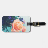 roze gele roos met mint achtergrond bagagelabel (Voorkant horizontaal)