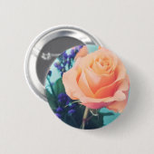 roze gele roos met muntachtergrond ronde button 5,7 cm (Voorkant /achterkant)