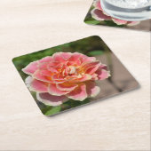 Roze Gele Roos Onderzetter (Schuin)