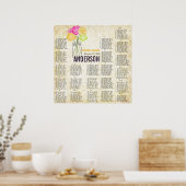 Roze & Gele Roos Vintage Metselwerk Pot Zitplaats Poster (Keuken)