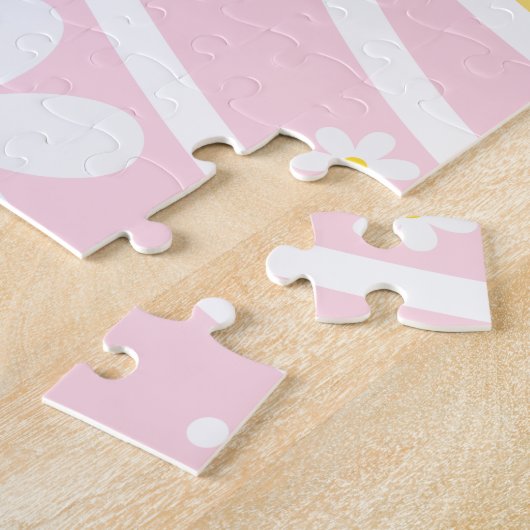 Roze gele roovy Retro Sunshine 60 s Daisy Floral Legpuzzel (Zijkant)