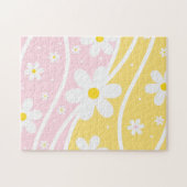 Roze gele roovy Retro Sunshine 60 s Daisy Floral Legpuzzel (Horizontaal)