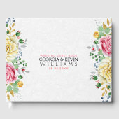 Roze & Gele Rose Bloemen Boeket Gastenboek (Voorkant)