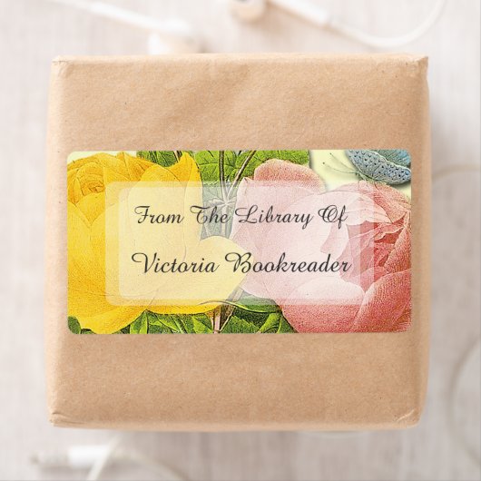 Roze gele rozen Aangepaste bibliotheek van labels (Insitu)